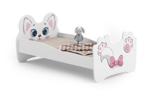 Lastevoodi Pink cat 140x70 koos madratsiga